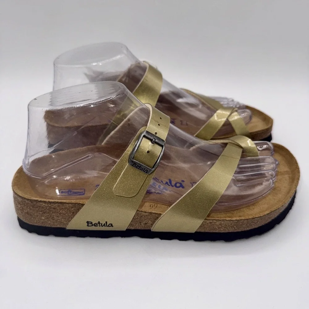 Betula Licensed by Birkenstock Mia Sandals Women's Size 6‎ EU 37 Gold Metallic